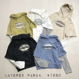 １枚でコーデ完結の重ね着風パーカー。 合わせるボトムス次第で親子でリンクコーデもできちゃう！