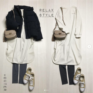 おうち時間にもピッタリのきれいめスウェット素材のワンピース しっかり長さがあるので1枚で着るのもOK レギンス合わせのワンマイルコーデやスカートを合わせた大人ガーリーな着こなしもおすすめ