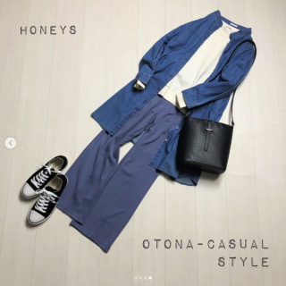 シンプルスウェットとセンタープレスパンツを使った着回しコーデのご紹介 カジュアルスタイルはTシャツをレイヤードしたコーデに デニムのチュニックワンピ―は羽織としても使えてレイヤードもOK