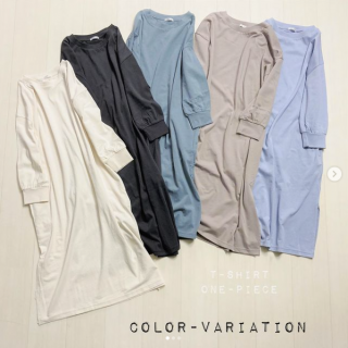 おうち時間にぴったりなTシャツワンピースのご紹介♪ リラックスタイムにはそのまま1枚で ちょっとそこまでのお出かけの際はデニムを合わせるだけでOK モノトーンカラーなら着回し自由自在なので色違いでGetするのもおススメです！