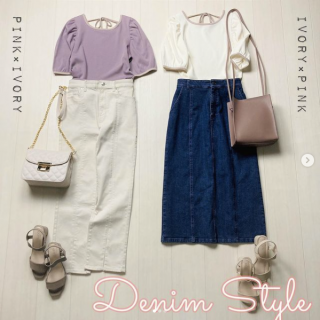 先日ご紹介した配色使いのトップス デニムボトムを使ったピンク×ホワイトの大人カジュアルスタイルに