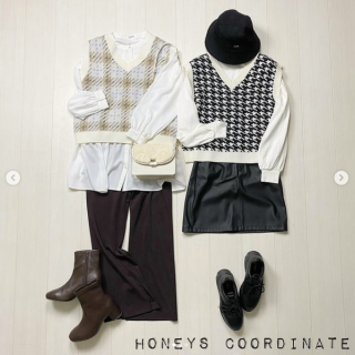 一枚投入で今っぽコーデが完成！ いつものTシャツ、いつものパンツ、お馴染みのアイテムにチェック柄ベストを合わせたら映えが狙える旬コーデが出来上がり！