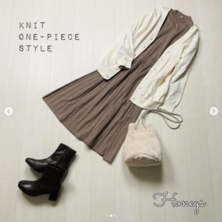 ウエスト切替＆プリーツスカートデザインのニットワンピは着るだけで可愛く決まる優れもの 1枚で着るのはもちろんカーデ合わせのスタイリングもおすすめ