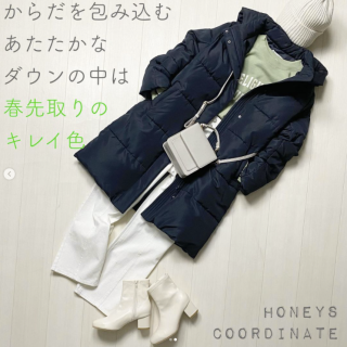 お尻まですっぽり隠れるファイバーダウンコートがあれば冬のお出かけも楽勝！ コートの中はキレイ色で気分をあげる！