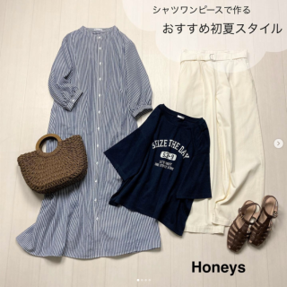 これからの季節にぴったりなシャツワンピース そのままワンピースとして着るのはもちろん前開きで羽織としてもGood！ 夏素材でさらっと着られるのでおすすめです