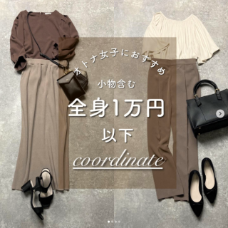 オトナ女子におすすめ！淡色＆ブラウンカラーで作る全身1万円以下コーデ 洋服だけなら上下でなんと5千円以内で揃えられちゃう！ コーデで使用しているトップスはお仕事服としてもおすすめなブラウスなので着回しもおすすめ