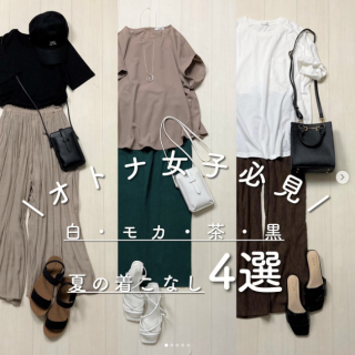 白・モカ・茶・黒のトップスを使ったおすすめスタイル カジュアルスタイルだけでなくお仕事スタイルもご紹介