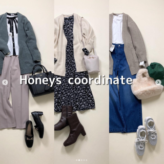 チュニック丈のニットカーデは釦レスなのでサッと羽織れる時短アイテム ポケット付きなのもうれしいポイント カジュアルスタイルにもお仕事スタイルにも