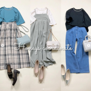 衿ぐりにパールをあしらったゆるトップス  6分袖なので気になる二の腕もカバーも叶う