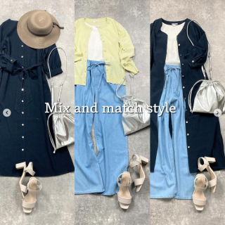 旅行や帰省などにおすすめな着回しコーデをご紹介 前開きデザインのワンピースは羽織りとしても使えるので着回しアイテムとしては超優秀！