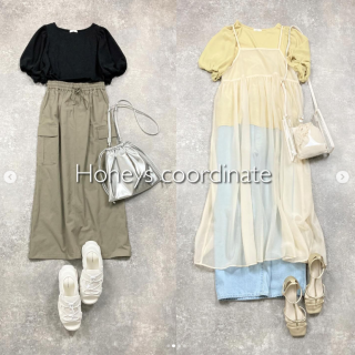 袖が異素材でバルーンデザインになっているTシャツ 落ち着いたカラバリ＆大人も着やすいシルエットなので幅広い年齢の方におすすめ パンツやスカートに合わせるだけでなくキャミワンピやジャンスカのインナーとしても◎